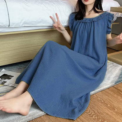 Ownkoti Plus Size Minimalist Cotton Ruffle Sleeveless Nightgown - image 27