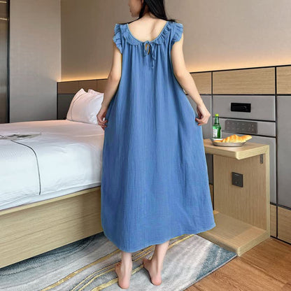 Ownkoti Plus Size Minimalist Cotton Ruffle Sleeveless Nightgown - image 19