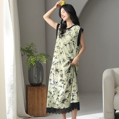 Ownkoti Artistic Floral Cotton Sleeveless Lace Nightgown - image 2