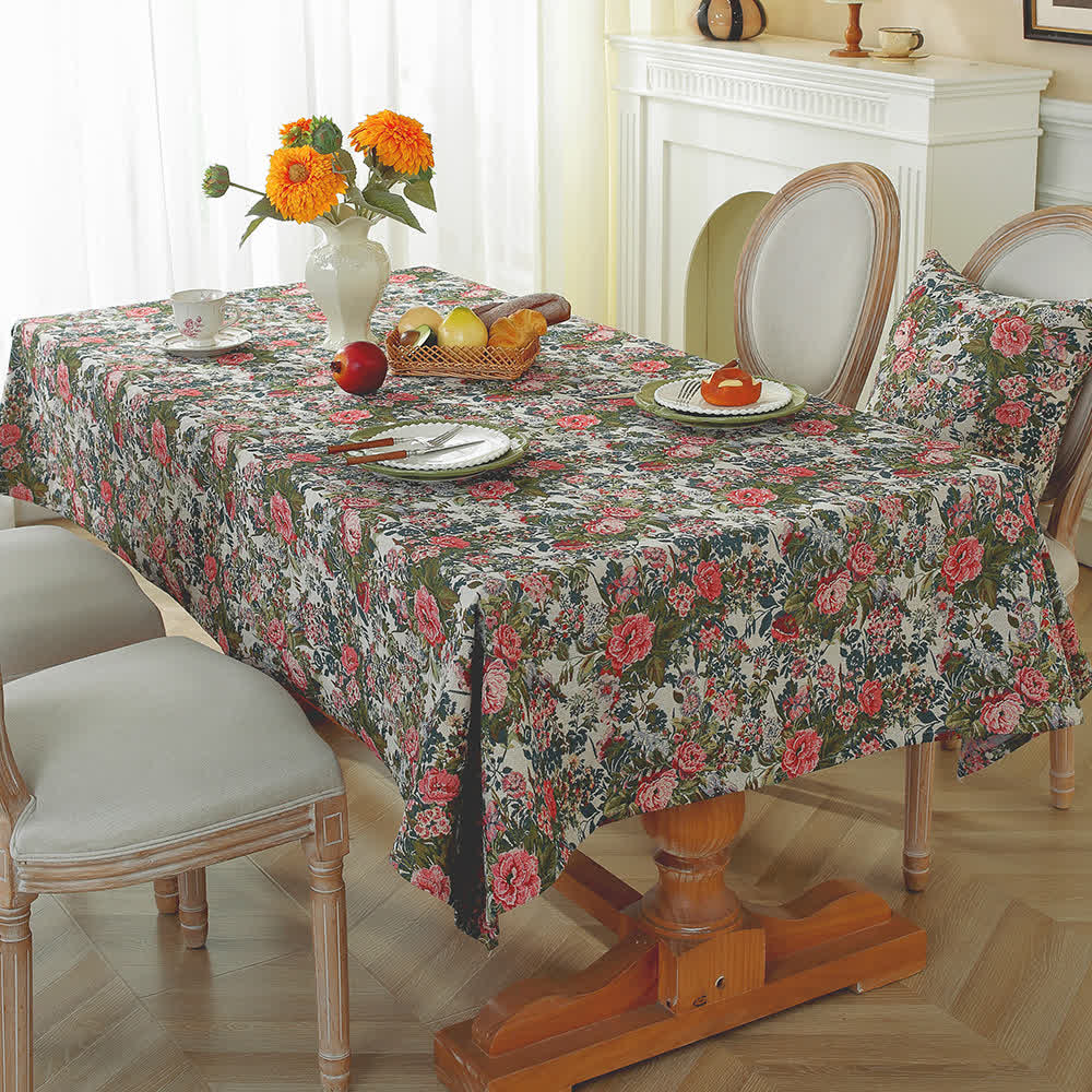Ownkoti Shabby Chic Rose Jacquard Floral Tablecloth - image 0