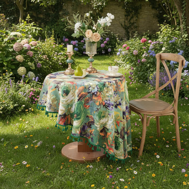 Ownkoti Impressionist Oil Painting Jacquard Tablecloth - Round - 63" x 63" - image 10