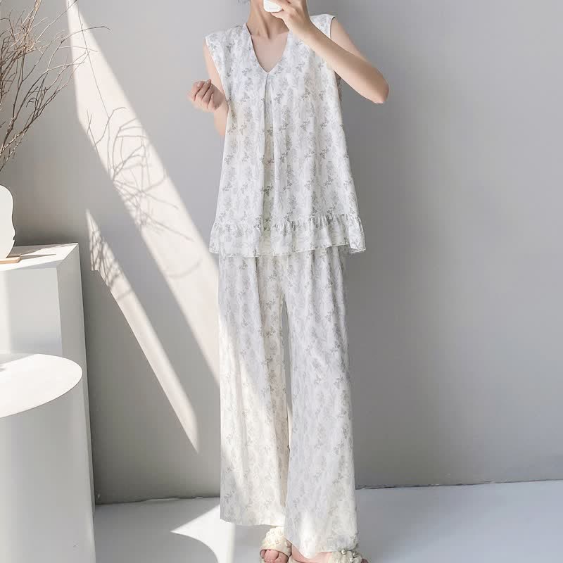 Ownkoti Elegant Leaf Tank & Pants Pajama Set - image 1