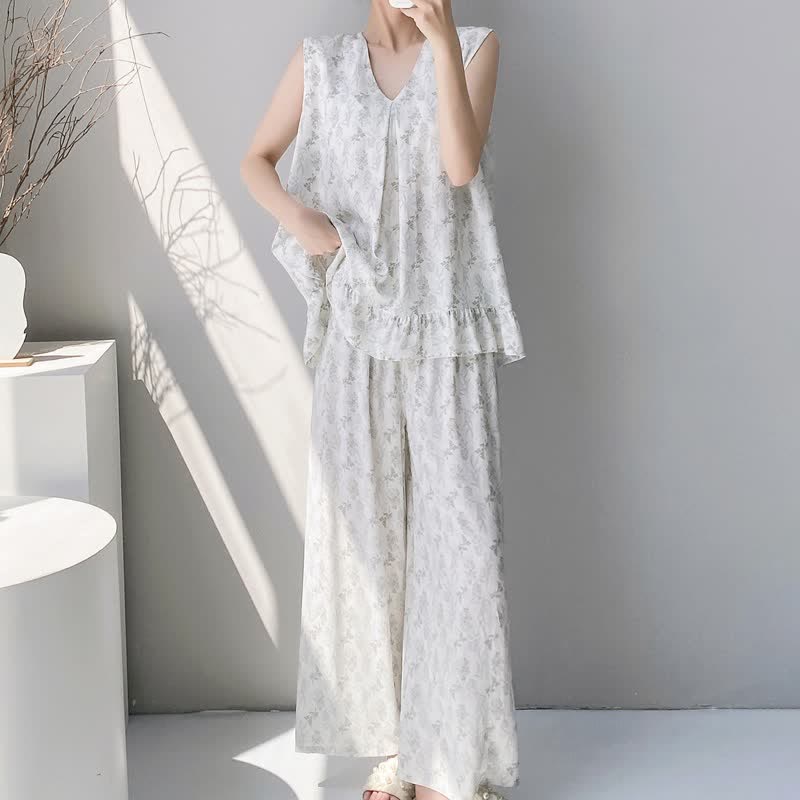 Ownkoti Elegant Leaf Tank & Pants Pajama Set - image 2