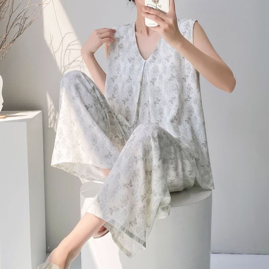 Ownkoti Elegant Leaf Tank & Pants Pajama Set - Green - XXL - image 0