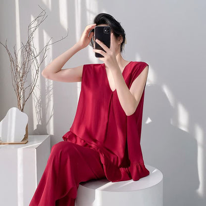 Ownkoti Solid Color Tank & Pants Pajama Set - Red - XXL - image 10