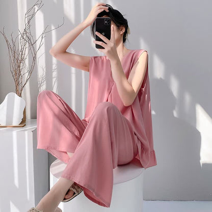 Ownkoti Solid Color Tank & Pants Pajama Set - Pink - XXL - image 4