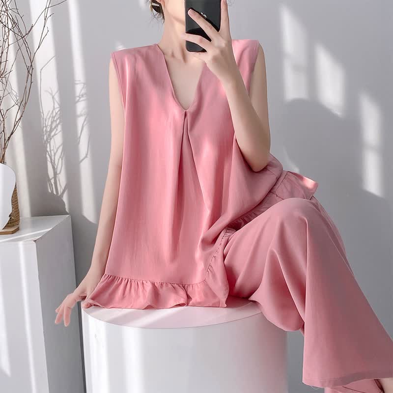 Ownkoti Solid Color Tank & Pants Pajama Set - image 5