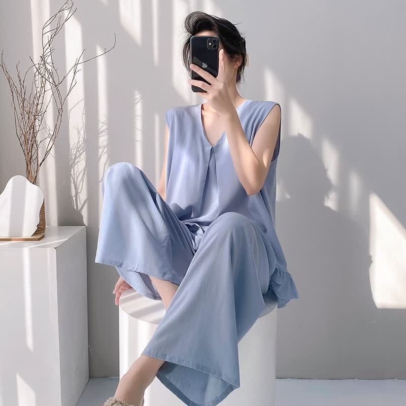 Ownkoti Solid Color Tank & Pants Pajama Set - image 9