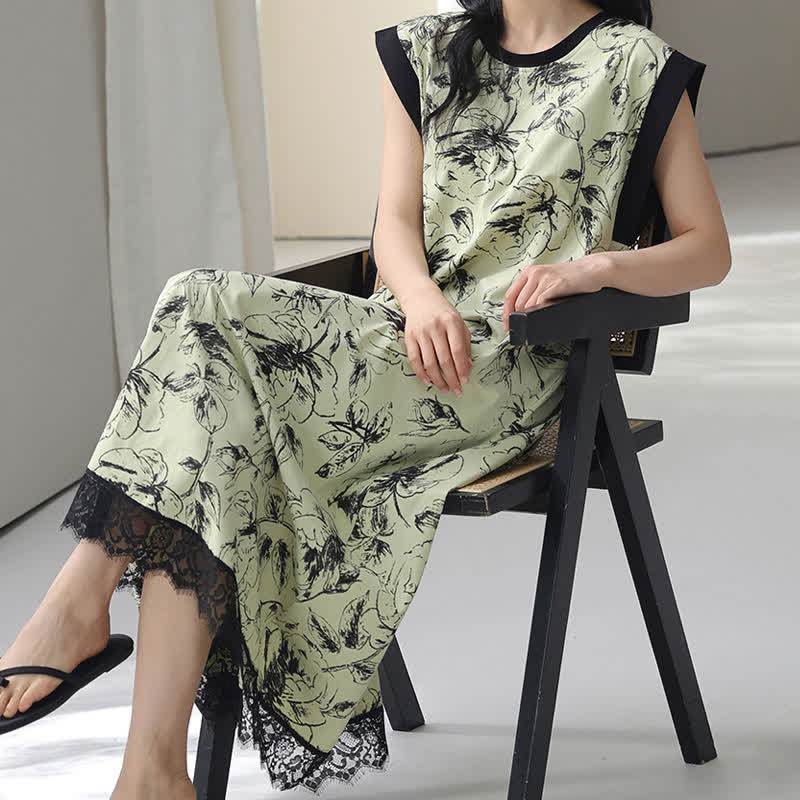 Ownkoti Artistic Floral Cotton Sleeveless Lace Nightgown - image 6