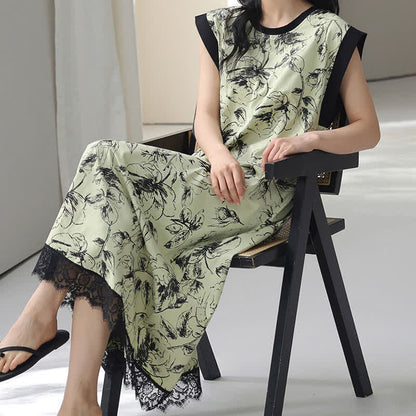 Ownkoti Artistic Floral Cotton Sleeveless Lace Nightgown - image 6
