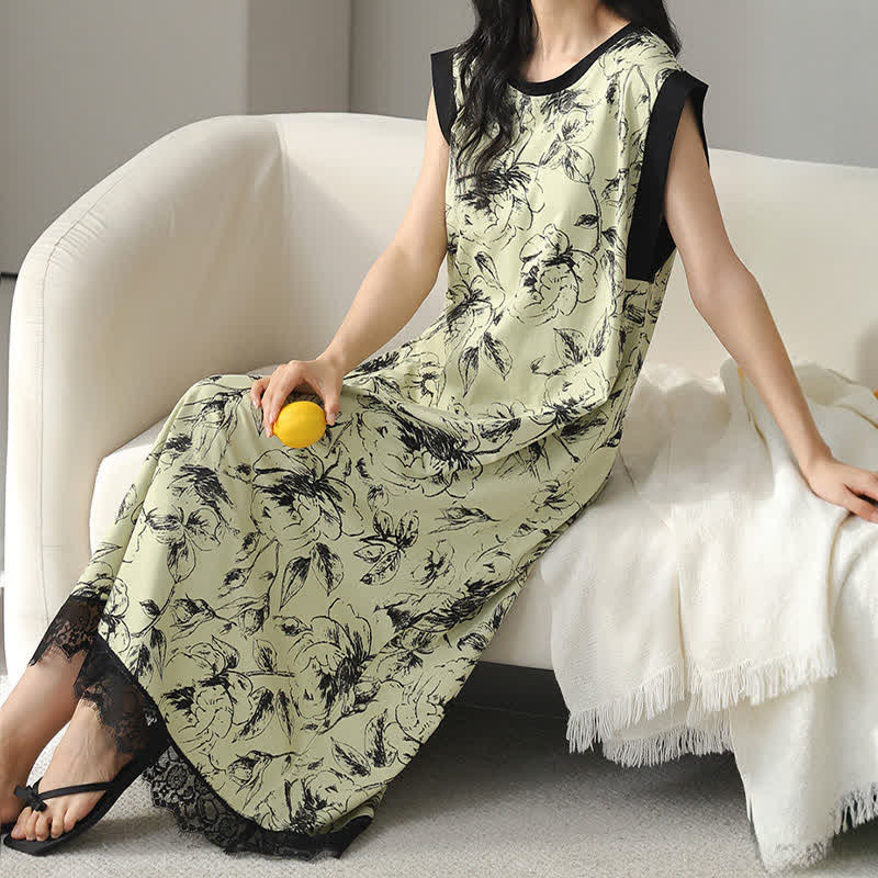 Ownkoti Artistic Floral Cotton Sleeveless Lace Nightgown - image 3