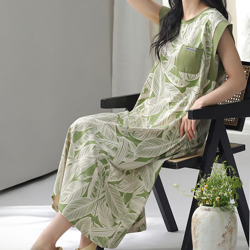 Ownkoti Botanical Cotton Sleeveless Lounge Dress - image 3