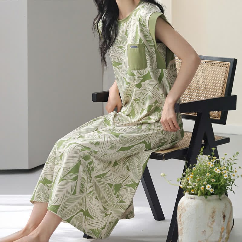 Ownkoti Botanical Cotton Sleeveless Lounge Dress - image 4