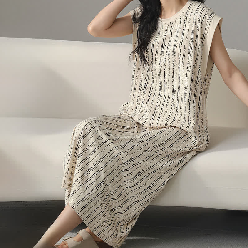 Ownkoti Artistic Line-inspired Cotton Sleeveless Nightgown - image 4