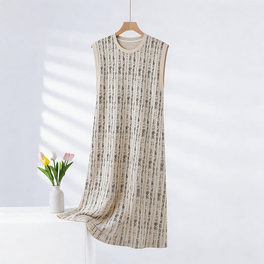 Ownkoti Artistic Line-inspired Cotton Sleeveless Nightgown - Beige - XXL - image 0