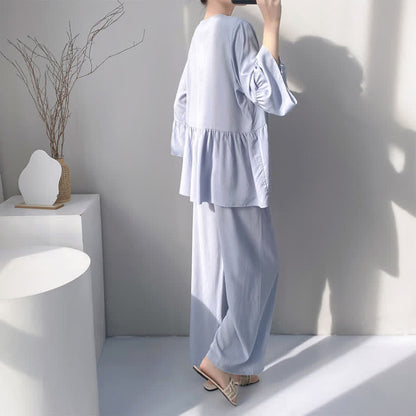 Ownkoti Solid V-Neck Lace Trim Pajama Set - image 10