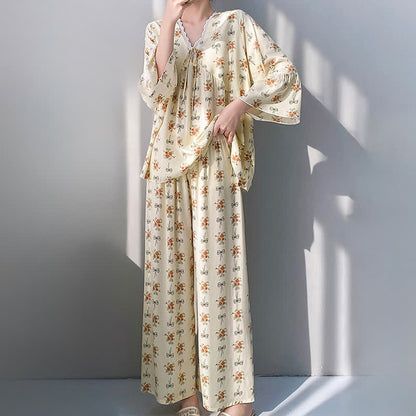 Ownkoti Rustic Floral & Bow Lace Trim Pajamas - image 3