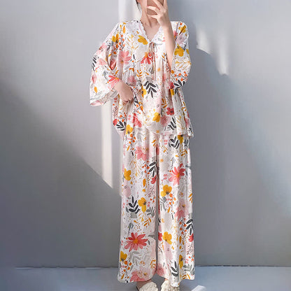 Ownkoti Floral & Leaf Lace Trim Pajama Set - image 4