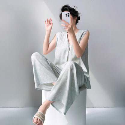 Ownkoti Subtle Floral Leaf Tank & Pants Pajamas - image 3