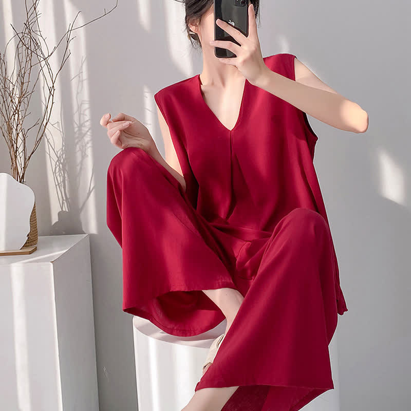 Ownkoti Solid Color Tank & Pants Pajama Set - image 11