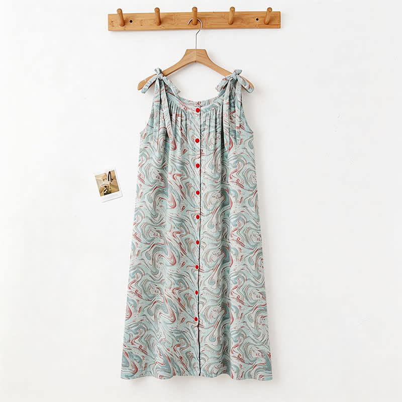 Ownkoti Blue Artistic Wave Camisole Nightgown - image 1