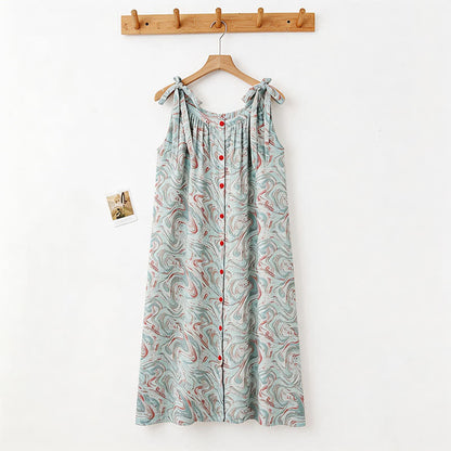 Ownkoti Blue Artistic Wave Camisole Nightgown - image 1