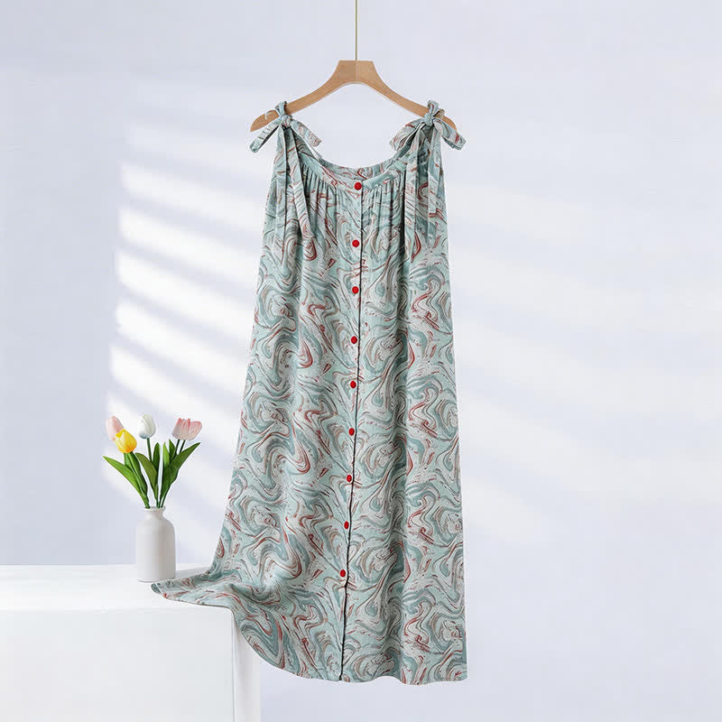 Ownkoti Blue Artistic Wave Camisole Nightgown - Light Blue - XXL - image 0