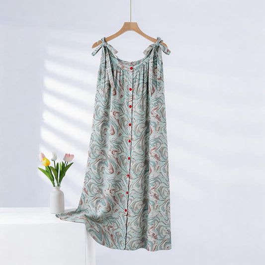 Ownkoti Blue Artistic Wave Camisole Nightgown - Light Blue - XXL - image 0