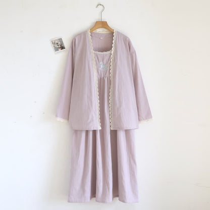 Ownkoti Pony Embroidery Camisole Nightdress & Cover-up Set - image 1