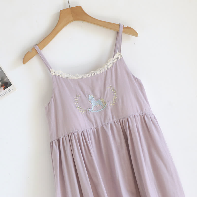 Ownkoti Pony Embroidery Camisole Nightdress & Cover-up Set - image 7