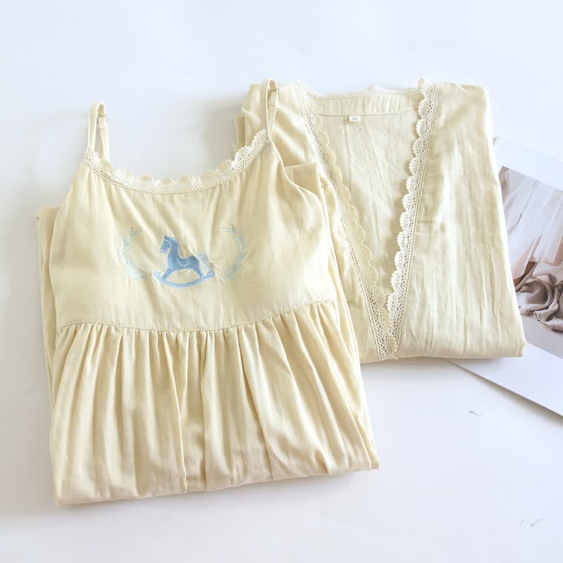 Ownkoti Pony Embroidery Camisole Nightdress & Cover-up Set - image 16
