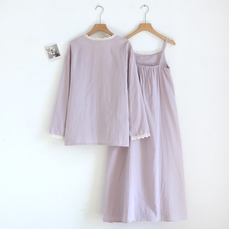 Ownkoti Pony Embroidery Camisole Nightdress & Cover-up Set - image 2