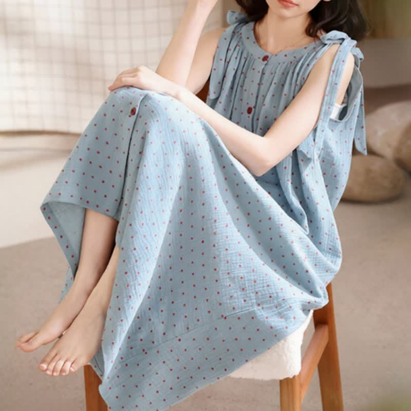 Ownkoti Blue Polka Dot Camisole Nightgown - image 7