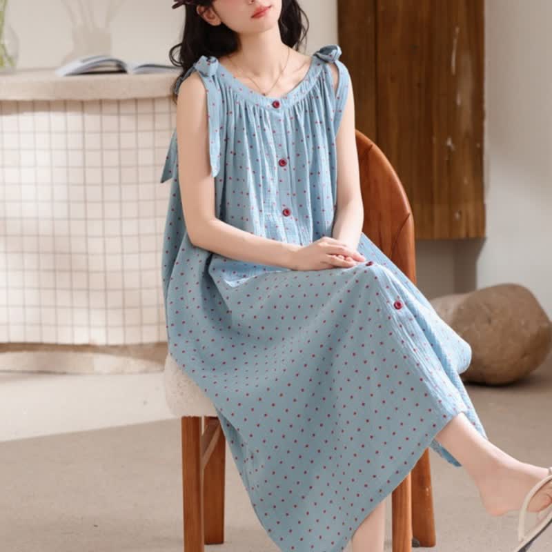 Ownkoti Blue Polka Dot Camisole Nightgown - image 2