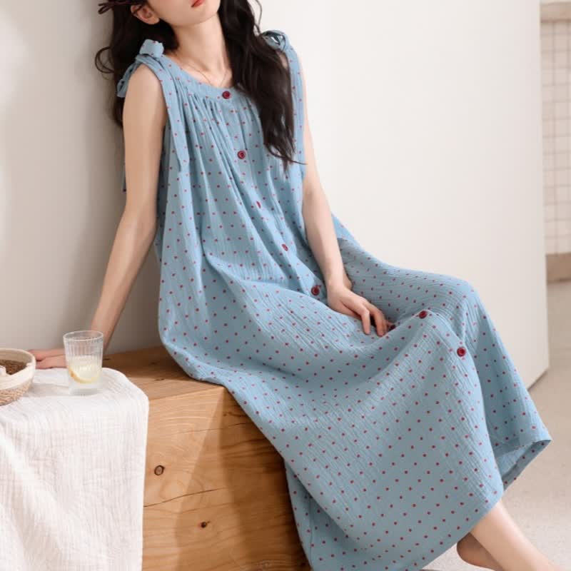 Ownkoti Blue Polka Dot Camisole Nightgown - image 3