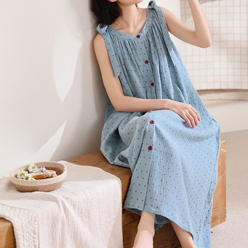 Ownkoti Blue Polka Dot Camisole Nightgown - image 6