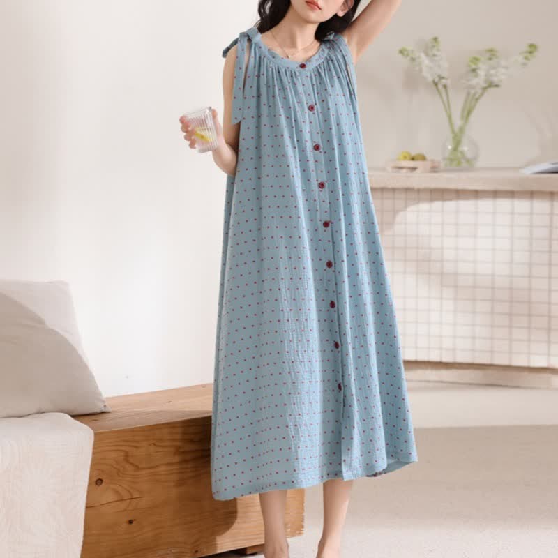 Ownkoti Blue Polka Dot Camisole Nightgown - image 4
