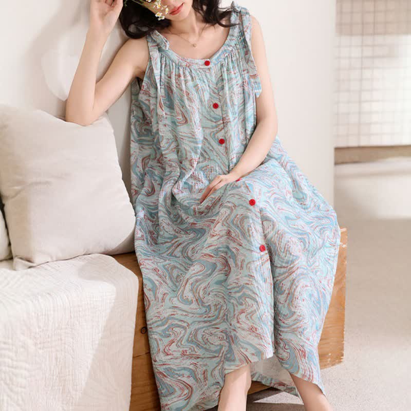 Ownkoti Blue Artistic Wave Camisole Nightgown - image 6