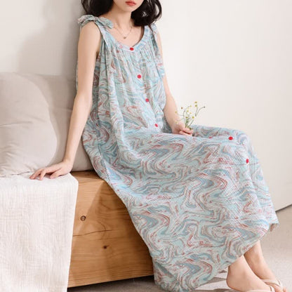 Ownkoti Blue Artistic Wave Camisole Nightgown - image 2