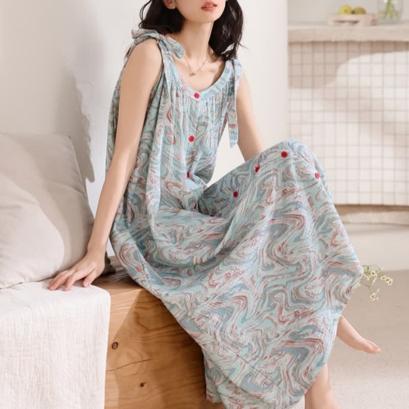 Ownkoti Blue Artistic Wave Camisole Nightgown - image 5