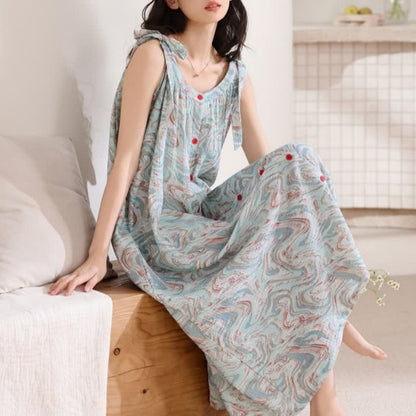 Ownkoti Blue Artistic Wave Camisole Nightgown - image 5
