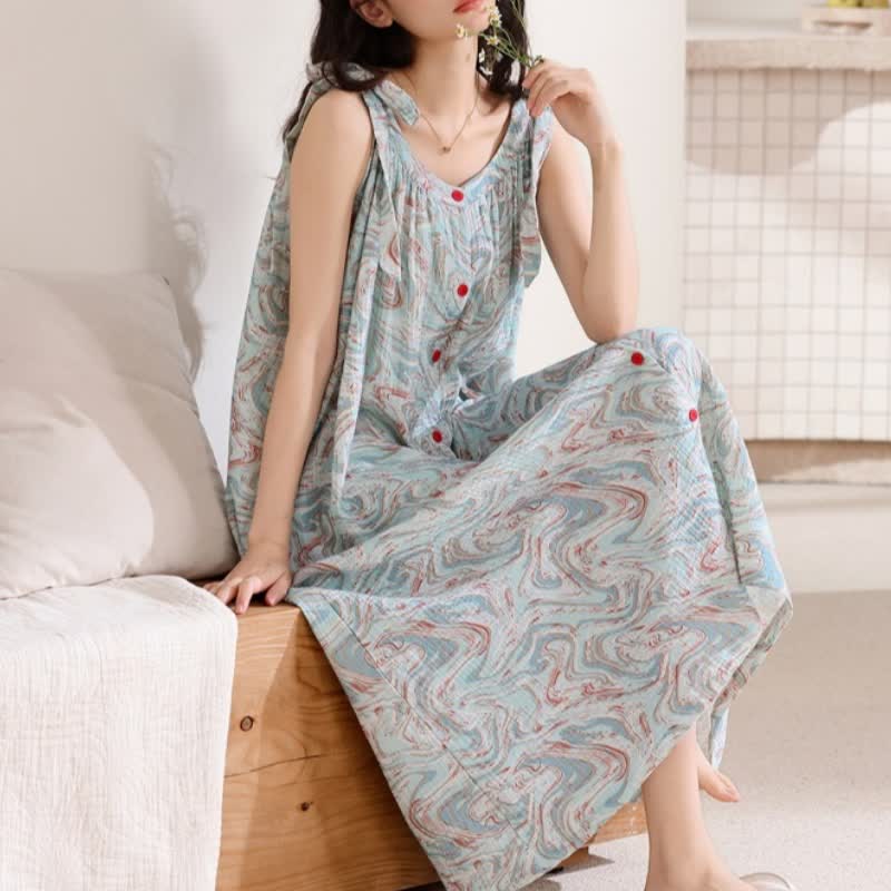 Ownkoti Blue Artistic Wave Camisole Nightgown - image 3