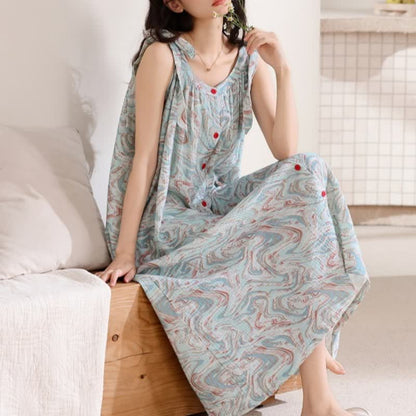 Ownkoti Blue Artistic Wave Camisole Nightgown - image 3