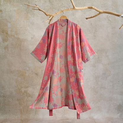 Ownkoti Double Gauze Maple Leaf Cotton Kimono Robe - Pink - XL - image 0