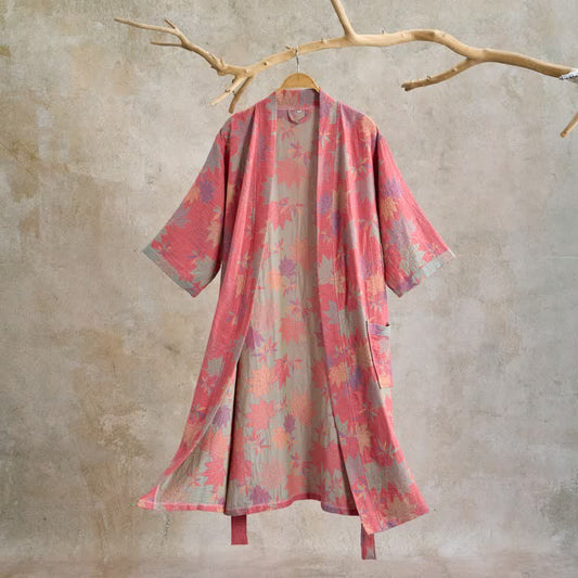 Ownkoti Double Gauze Maple Leaf Cotton Kimono Robe - Pink - XL - image 0