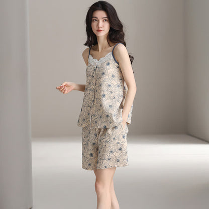 Ownkoti Artistic Line Floral Sleeveless Pajama Set - image 1