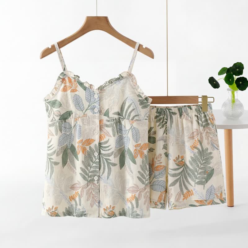 Ownkoti Botanical Leaf Sleeveless Pajama Set - image 1