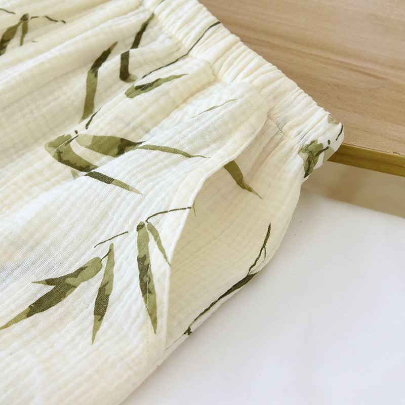 Ownkoti Botanical Bamboo Print Cotton Pajama Set - image 9