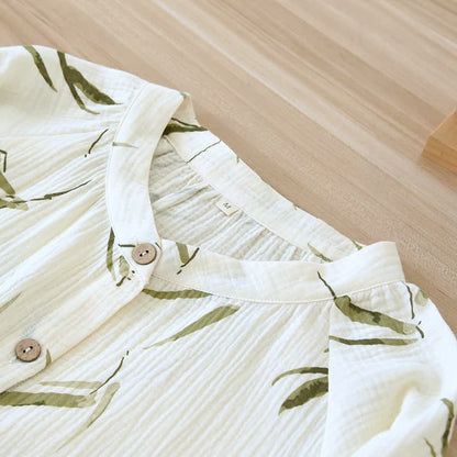 Ownkoti Botanical Bamboo Print Cotton Pajama Set - image 4
