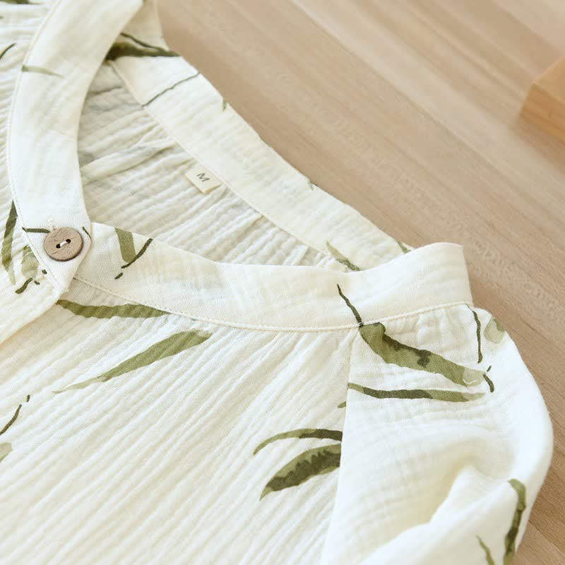 Ownkoti Botanical Bamboo Print Cotton Pajama Set - image 5